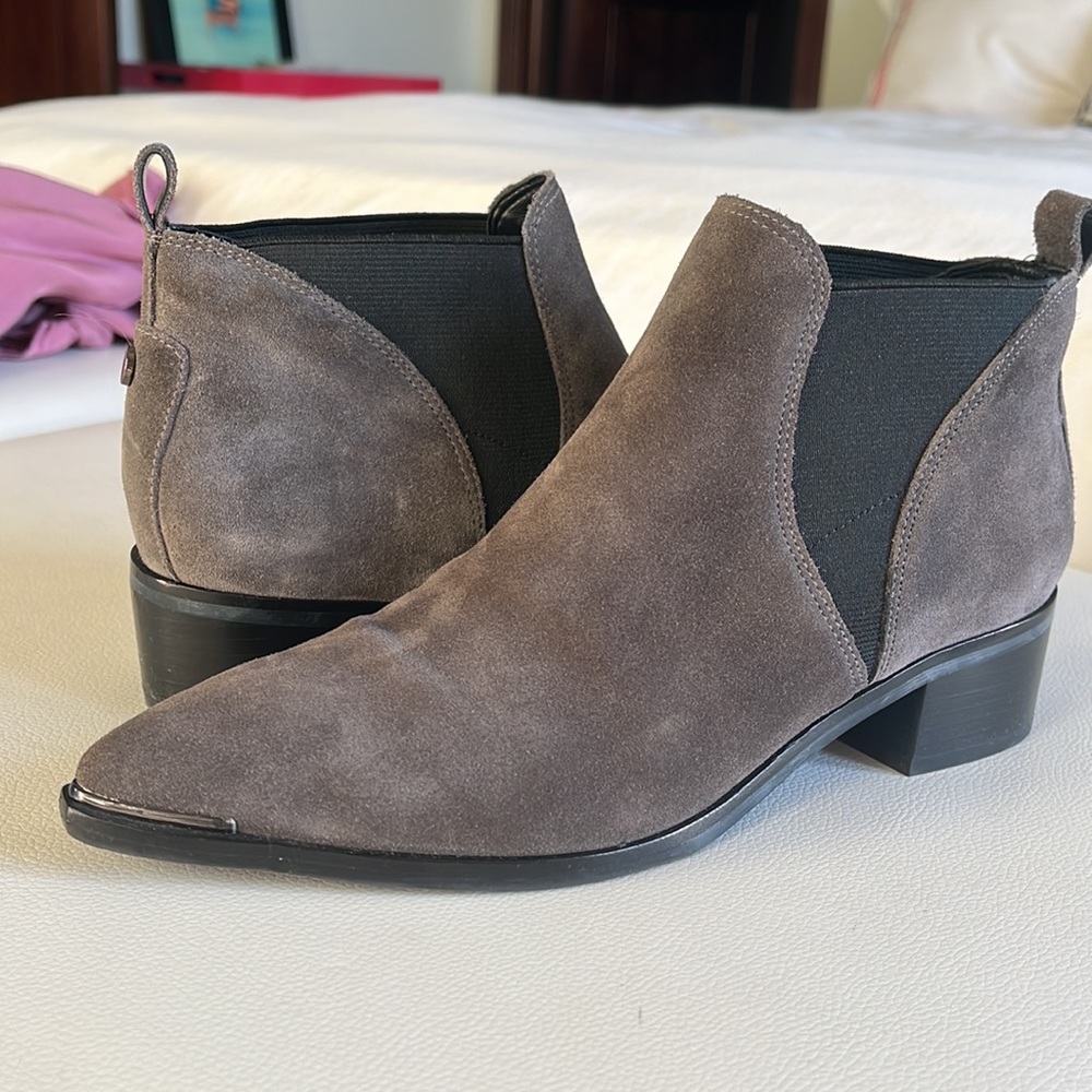 Marc Fisher Booties, Taupe Suede, Pointed Toe, Si… - image 2